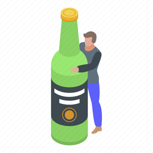 Addiction, alcohol, cartoon, isometric, man, party, silhouette icon - Download on Iconfinder