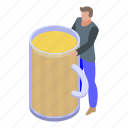 addiction, beer, business, cartoon, hand, isometric, party