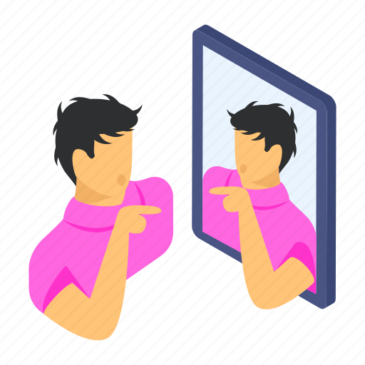 Mirror, mirror gazing, watching, reflection, visual perception, talking, yourselg icon - Download on Iconfinder