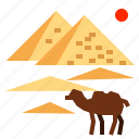 camel, pyramid