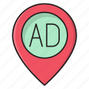 ads, advertisement, location, map, pin