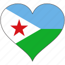 africa, djibouti, flags, heart, flag
