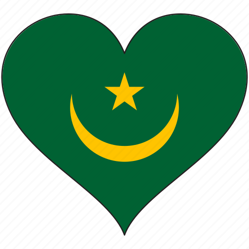 Africa, flags, heart, mauritania, flag icon - Download on Iconfinder