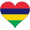 africa, flags, heart, mauritius, flag
