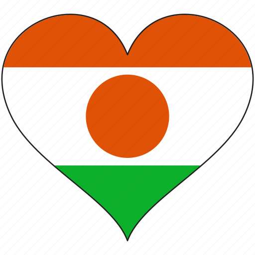 Africa, flags, heart, niger, flag icon - Download on Iconfinder