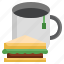 sandwich, lunch, meal, hot, drink, mug, afternoon tea 