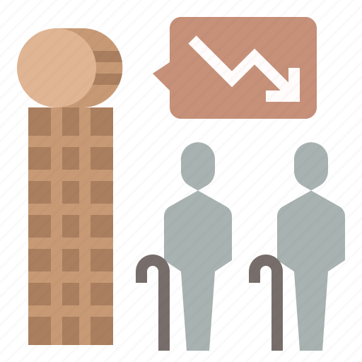 Decrease, economic, aged society, ageing society, economic and social issues icon - Download on Iconfinder