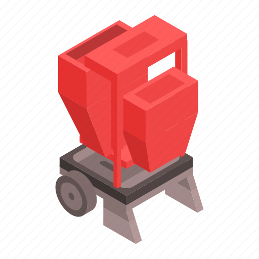 Business, cartoon, farm, isometric, logo, machinery, red icon - Download on Iconfinder