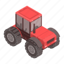 cartoon, isometric, logo, nature, red, silhouette, tractor