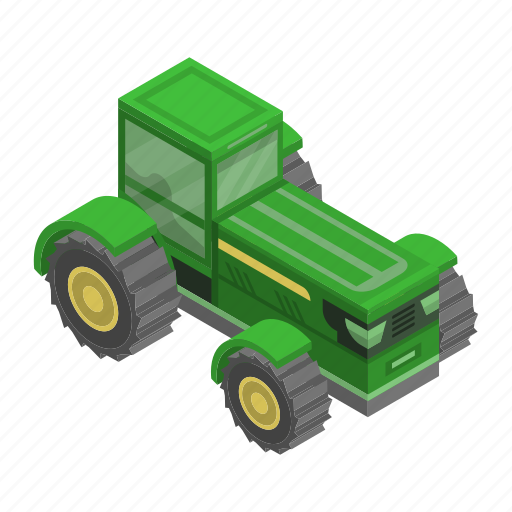 Car, cartoon, green, isometric, summer, tractor icon - Download on Iconfinder