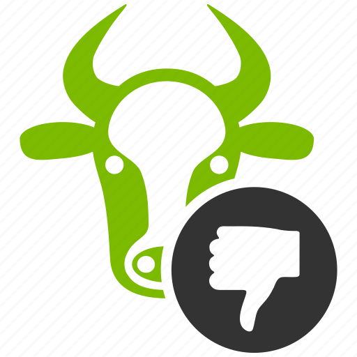 Bad reputation, bull, cattle, cow, die, negative result, thumb down icon - Download on Iconfinder