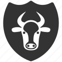 cow, guard, power, safety, security, shield, strong bull