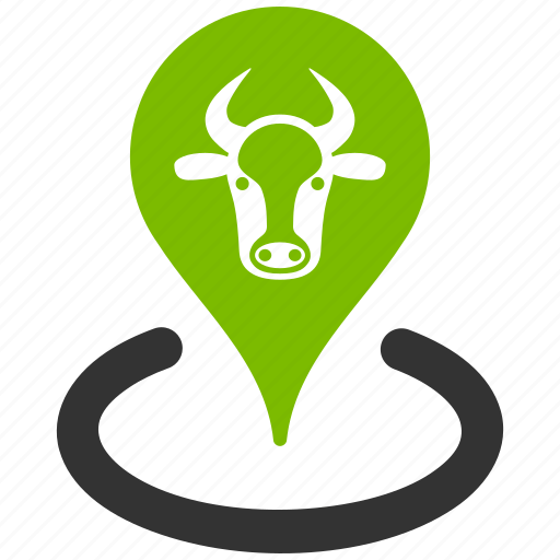 Bull, cattle, cow place, location, map marker, ox pointer, pin icon - Download on Iconfinder