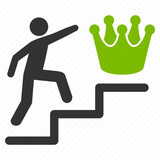Crown, leader, leadership, person, stairs up, steps, success icon - Download on Iconfinder