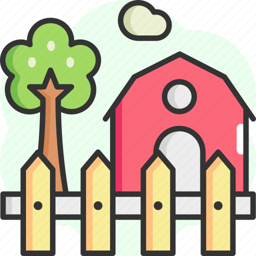 Farm house, garden, tree, barn, farm icon - Download on Iconfinder