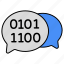 binary chat, binary message, binary text, binary code, binary data 