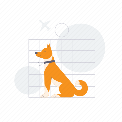 Dog, pet, carrier, cage, travel, aiport, airplane illustration - Download on Iconfinder