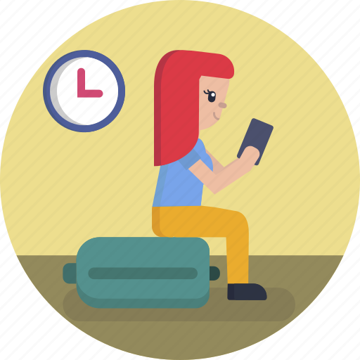 Waiting, passenger, airport, suitcase icon - Download on Iconfinder