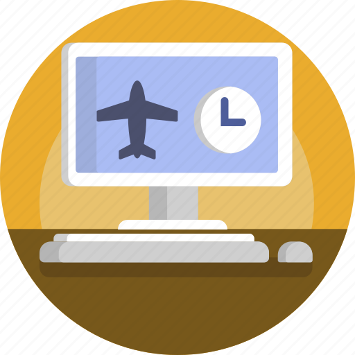 Clock, plane, airport, airplane, departure icon - Download on Iconfinder