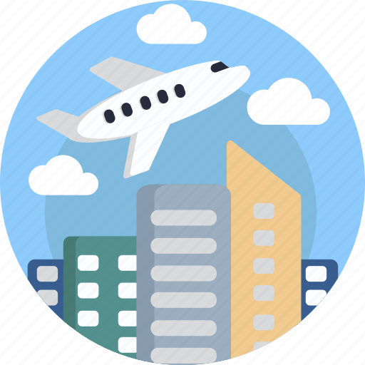 Buildings, airplane, plane, flight, city, airport icon - Download on Iconfinder