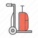 airport, baggage, cart, hand truck, luggage, travel