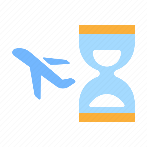 Airplane, airport, delay, delayed, flight, hourglass, time icon - Download on Iconfinder