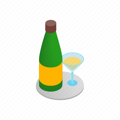 Champagne, cocktail, fizz, glass, isometric, toast, wine icon - Download on Iconfinder