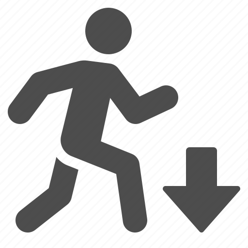 Arrow, down, man, moving, run, running, jogging icon - Download on Iconfinder