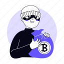 bitcoin hacker, cyber, crime, scam, money bag, crypto, blockchain, bitcoin, digital token 