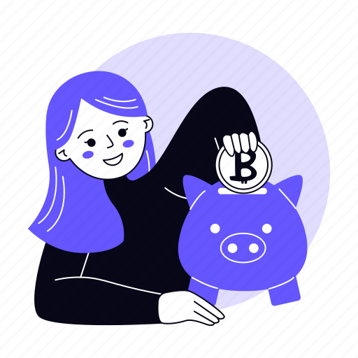 Bitcoin savings, investment, piggy bank, save, coin, crypto, blockchain illustration - Download on Iconfinder