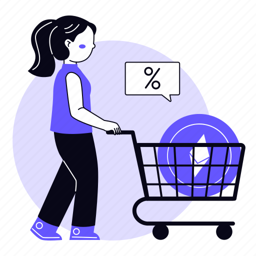 Buy bitcoin, shopping, trolley, transaction, shop, crypto, blockchain illustration - Download on Iconfinder