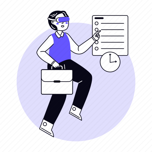 Working in metaverse, work, employee, business, office, metaverse, virtual reality illustration - Download on Iconfinder