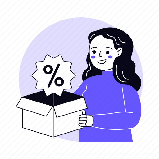 Discount, sale, unboxing, box, delivery, shopping, ecommerce illustration - Download on Iconfinder