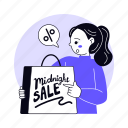midnight sale, discount, promotion, shopping bag, offer, shopping, ecommerce, online shop, marketing