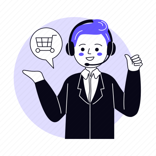Store agent, customer care, customer service, help, call, shopping, ecommerce illustration - Download on Iconfinder