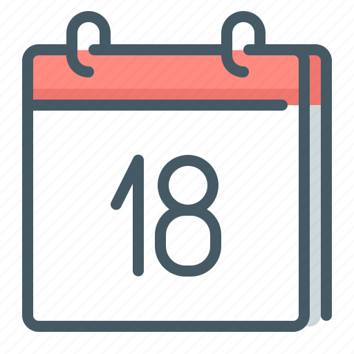 Calendar, date, day, eighteen, 18 icon - Download on Iconfinder