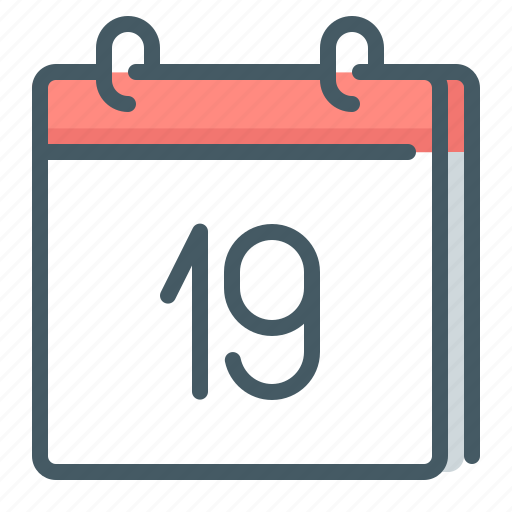 Calendar, date, day, nineteen, 19 icon - Download on Iconfinder