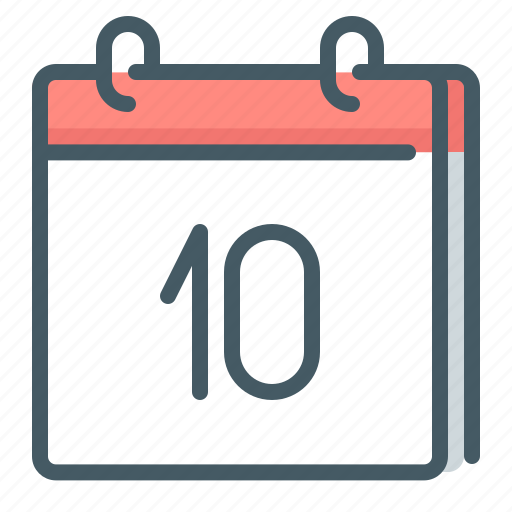Calendar, date, day, ten, 10 icon - Download on Iconfinder