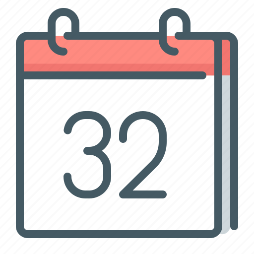 Calendar, date, day, 32, thirty two icon - Download on Iconfinder