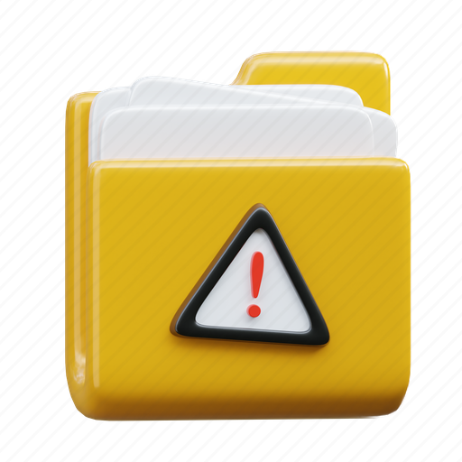 Alert, folder, file, document, archive, digital, warning 3D illustration - Download on Iconfinder
