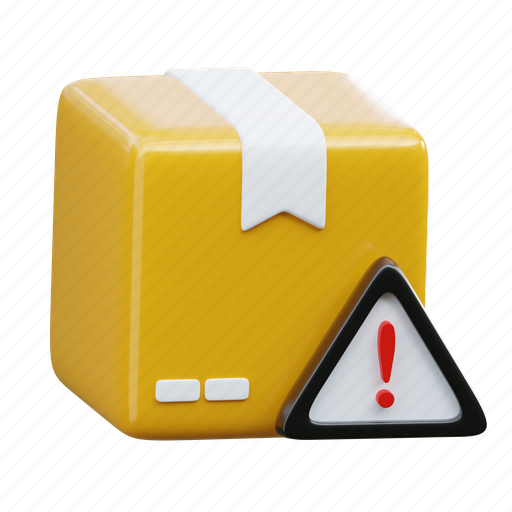 Package, warning, shipping, logistic, delivery, failed, alert 3D illustration - Download on Iconfinder