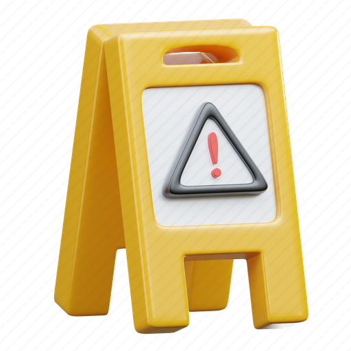 Caution, wet floor, alert, warning, clean, hygiene, danger 3D illustration - Download on Iconfinder