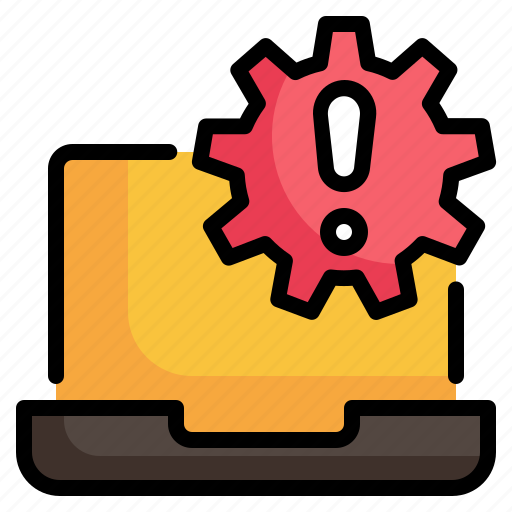 Laptop, alert, gear, setting, warning, alarm, notification icon icon - Download on Iconfinder