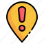pin, alert, location, map, warning, alarm icon 