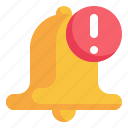 bell, alert, exclamation, notification, alarm, message, warning icon