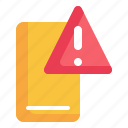 mobile, alert, triangle, warning, message, notification icon