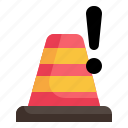 traffic, cone, exclamation, alert, danger, warning icon