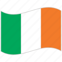 flag, ireland, ireland flag, national flag, waving flag, world flag
