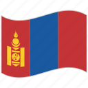 flag, mongolia, mongolia flag, national flag, waving flag, world flag