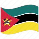 flag, mozambique, mozambique flag, national flag, waving flag, world flag